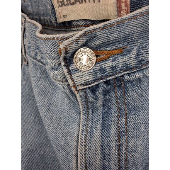 Levis 505 Regular Fit Jeans Mens Size 42x30 Light Blue Denim Classic Straight Le - Picture 4 of 6